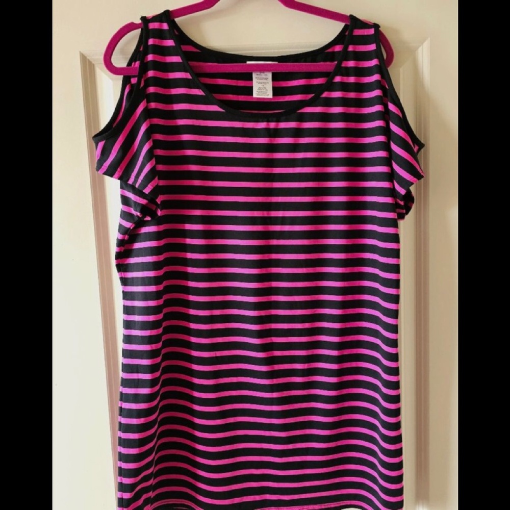 Michael Kors Pink & Black Strip Top